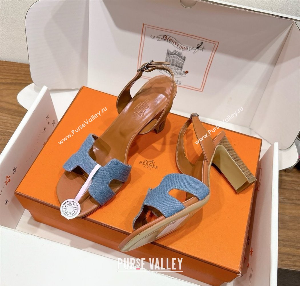 Hermes Eremite Heel Sandals 8cm in Denim Light Blue 2025 H02275 (XC-250820143)