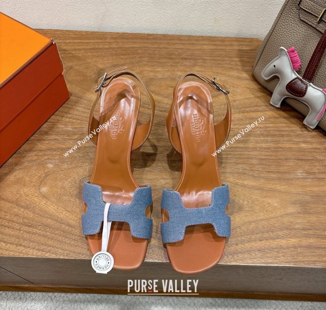 Hermes Eremite Heel Sandals 8cm in Denim Light Blue 2025 H02275 (XC-250820143)