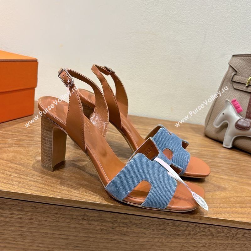 Hermes Eremite Heel Sandals 8cm in Denim Light Blue 2025 H02275 (XC-250820143)