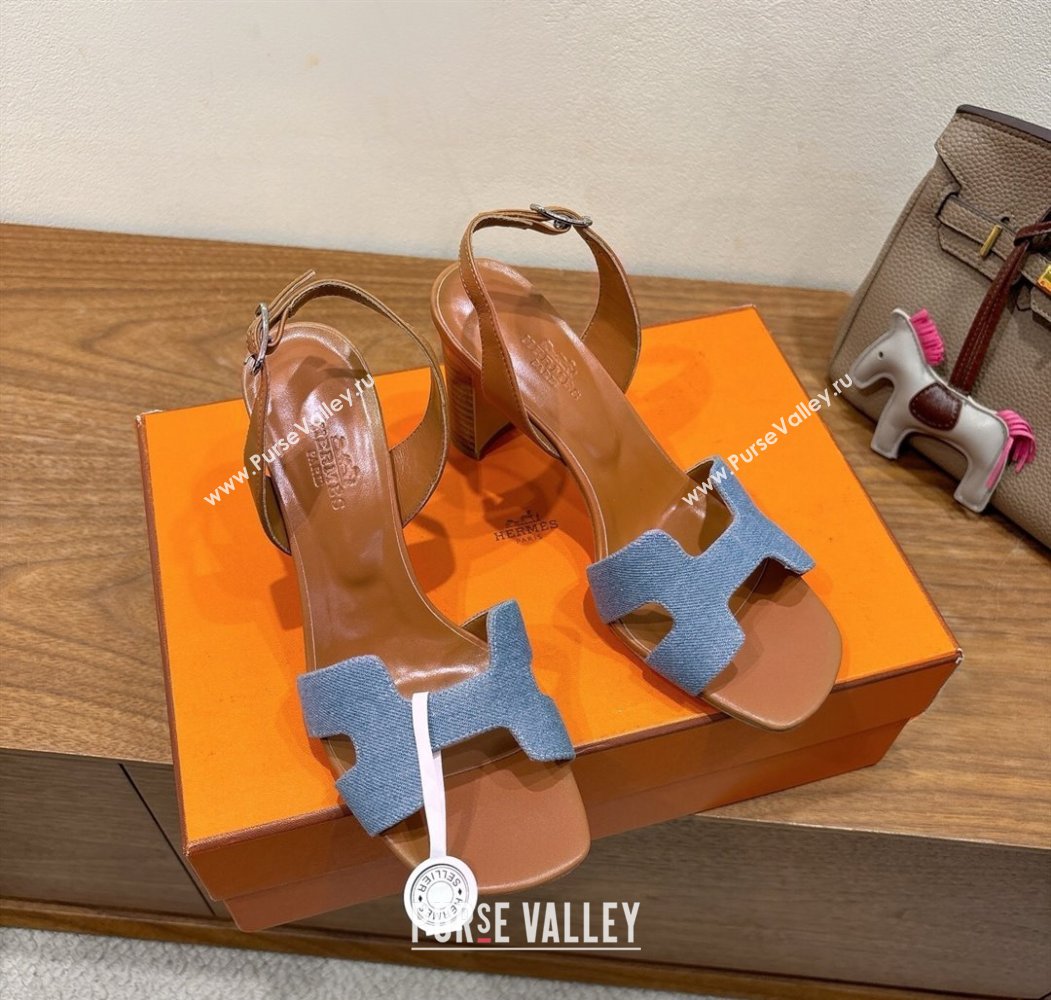 Hermes Eremite Heel Sandals 8cm in Denim Light Blue 2025 H02275 (XC-250820143)