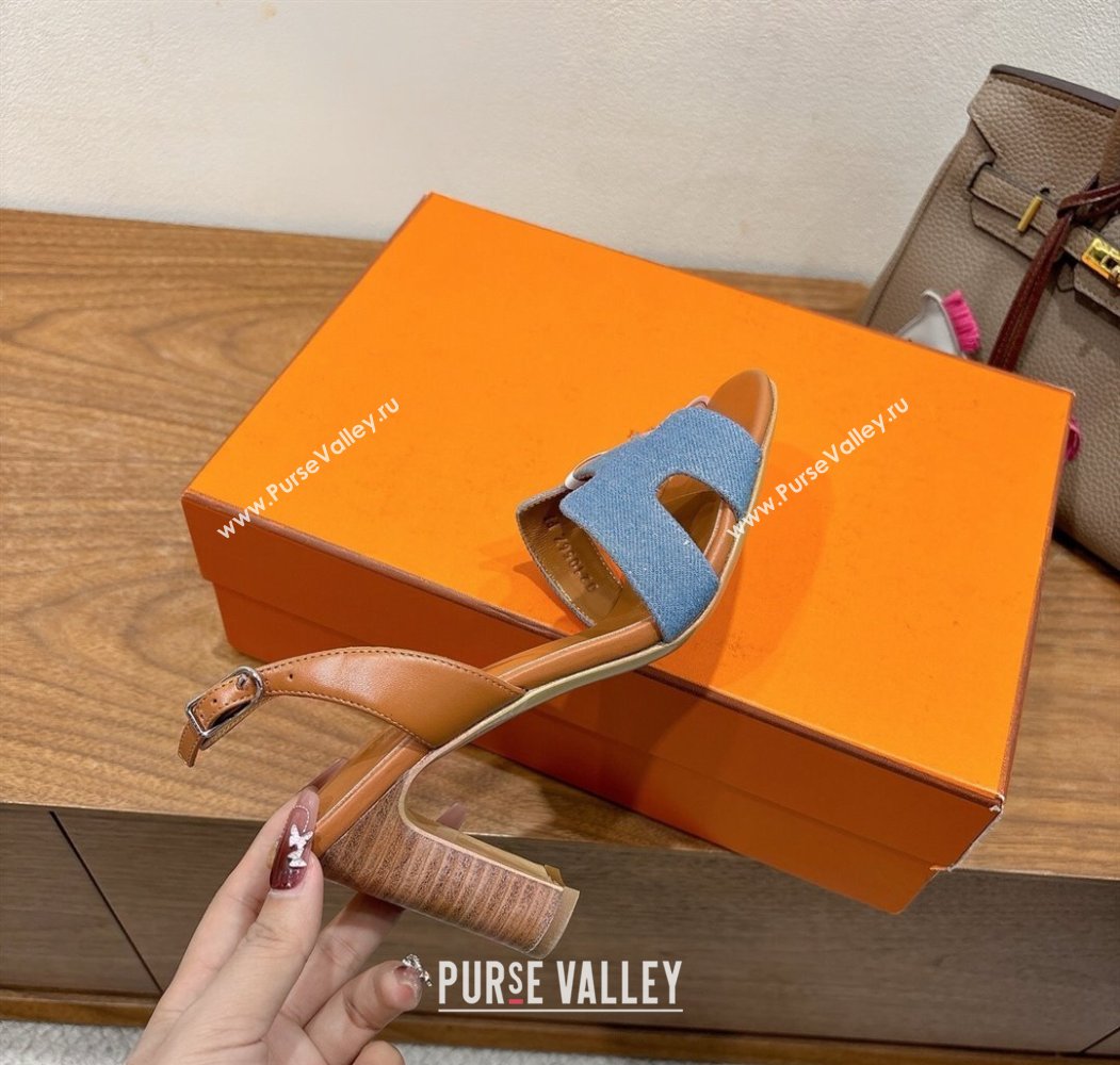 Hermes Eremite Heel Sandals 8cm in Denim Light Blue 2025 H02275 (XC-250820143)