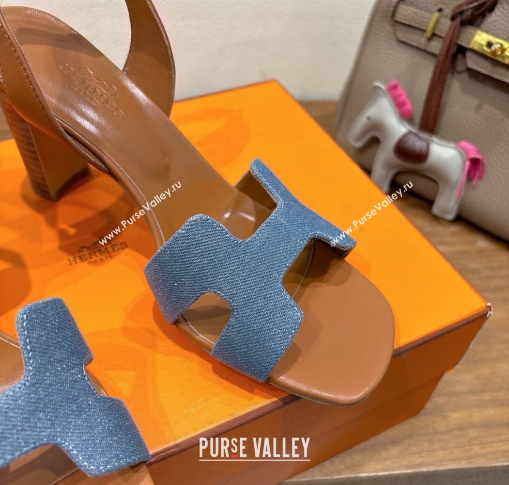 Hermes Eremite Heel Sandals 8cm in Denim Light Blue 2025 H02275 (XC-250820143)