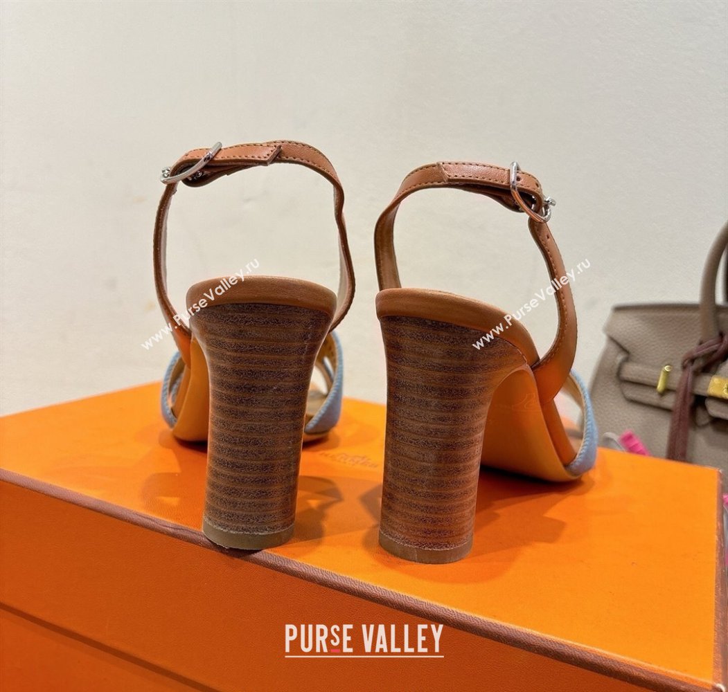 Hermes Eremite Heel Sandals 8cm in Denim Light Blue 2025 H02275 (XC-250820143)