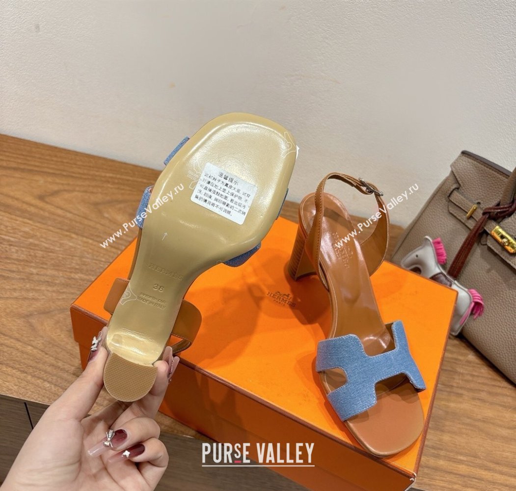 Hermes Eremite Heel Sandals 8cm in Denim Light Blue 2025 H02275 (XC-250820143)