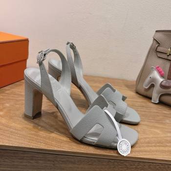 Hermes Eremite Heel Sandals 8cm in Grained Leather Grey3 2025 H02275 (XC-250820151)