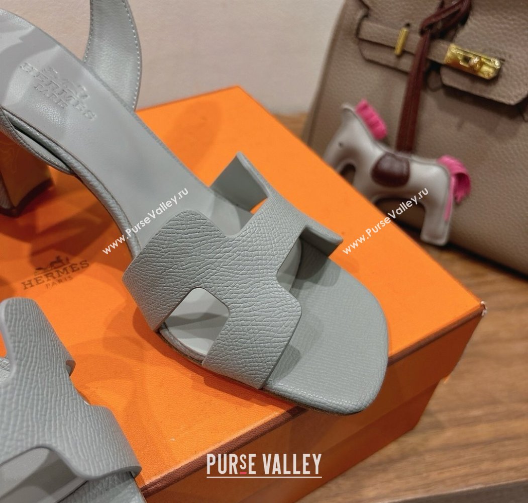 Hermes Eremite Heel Sandals 8cm in Grained Leather Grey3 2025 H02275 (XC-250820151)