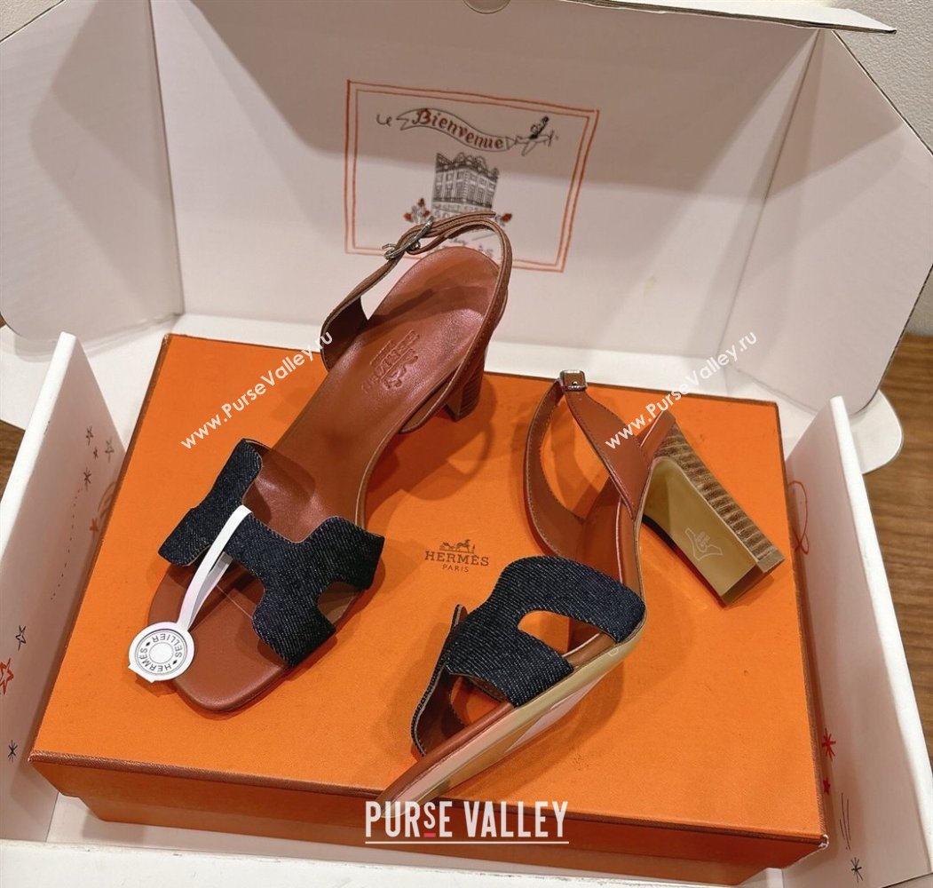 Hermes Eremite Heel Sandals 8cm in Denim Dark Blue 2025 H02275 (XC-250820144)