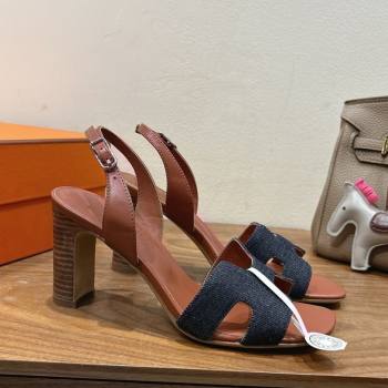 Hermes Eremite Heel Sandals 8cm in Denim Dark Blue 2025 H02275 (XC-250820144)