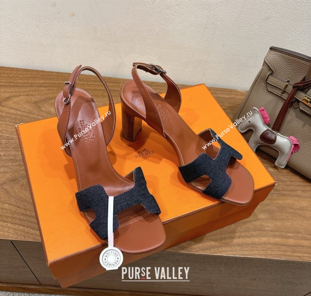 Hermes Eremite Heel Sandals 8cm in Denim Dark Blue 2025 H02275 (XC-250820144)