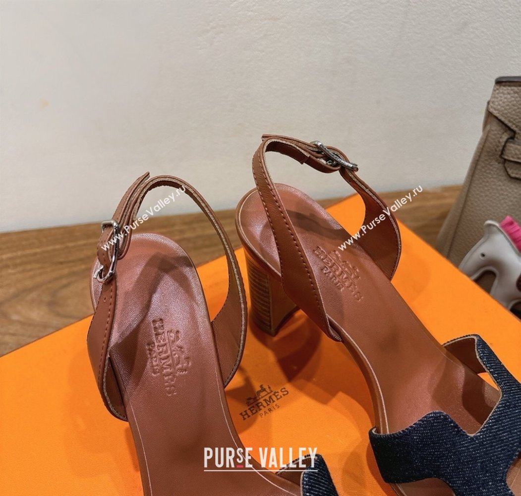 Hermes Eremite Heel Sandals 8cm in Denim Dark Blue 2025 H02275 (XC-250820144)