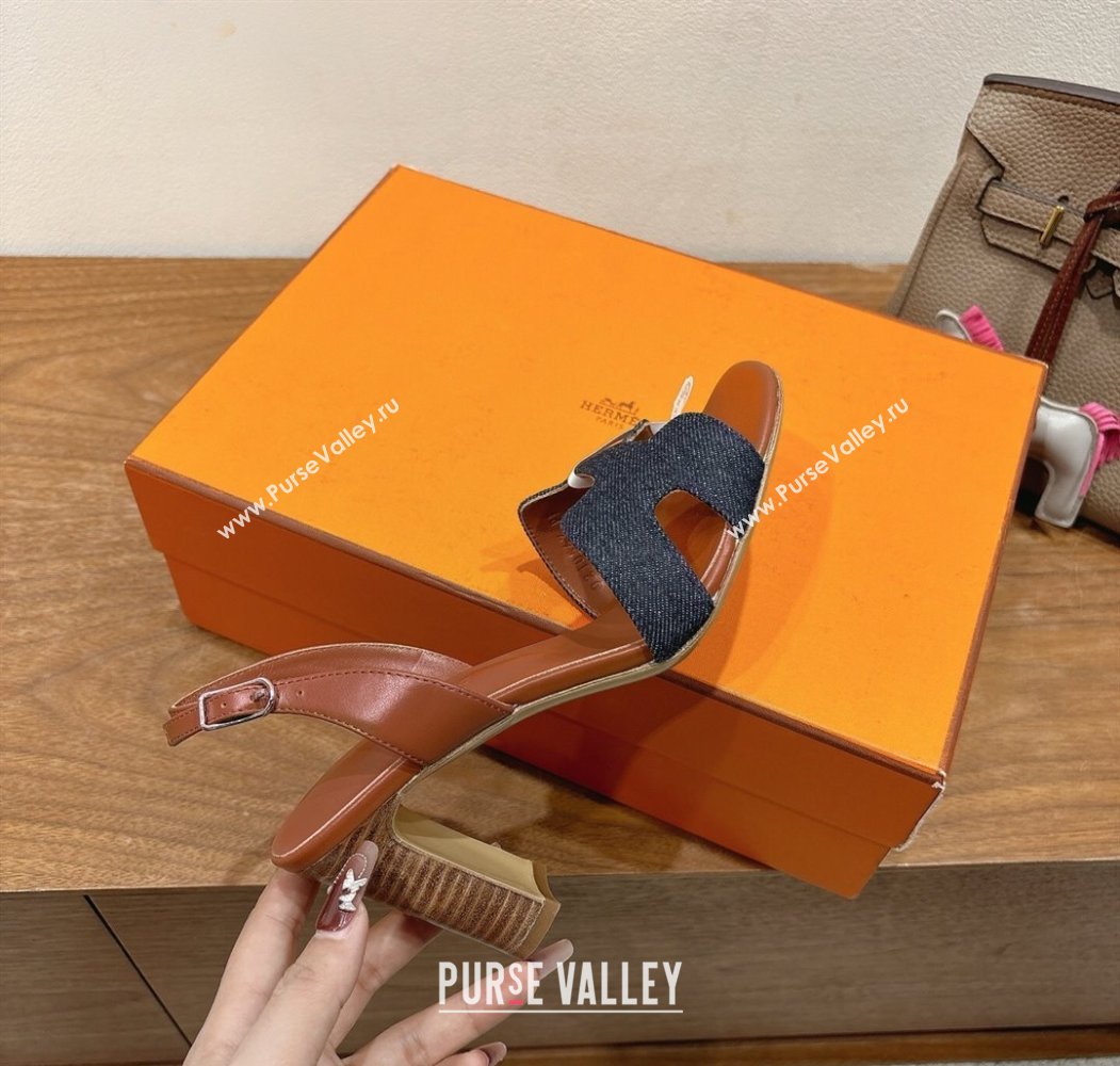 Hermes Eremite Heel Sandals 8cm in Denim Dark Blue 2025 H02275 (XC-250820144)