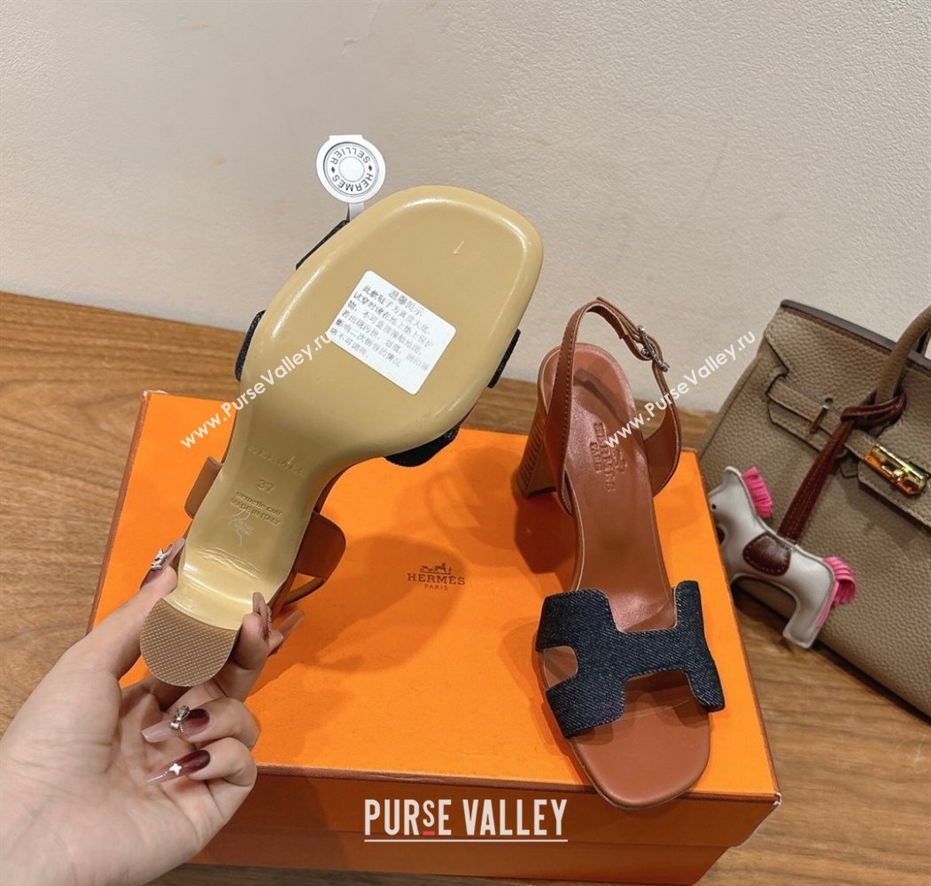 Hermes Eremite Heel Sandals 8cm in Denim Dark Blue 2025 H02275 (XC-250820144)