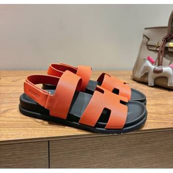 Hermes Genius Strap Sandals in Grained Leather Orange 2025 H082011 (XC-250820164)