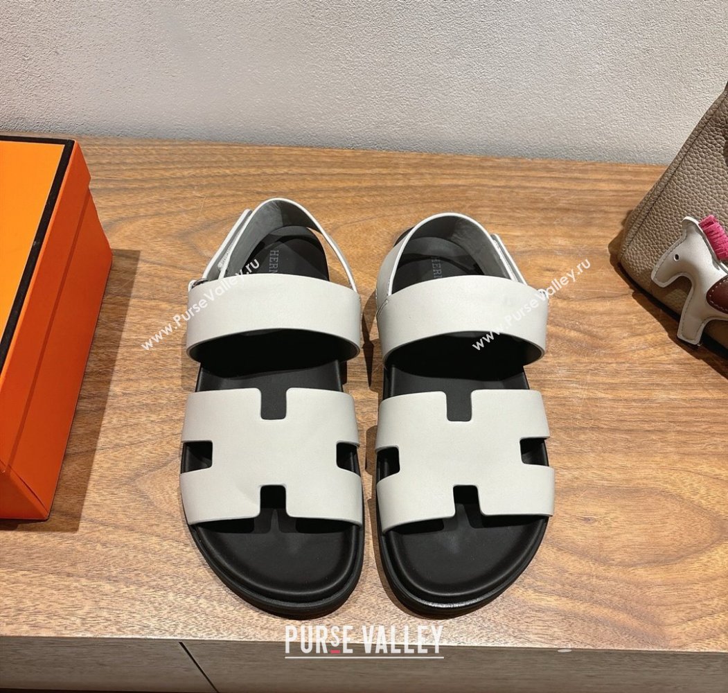 Hermes Genius Strap Sandals in Calfskin Leather White 2025 H082011 (XC-250820167)