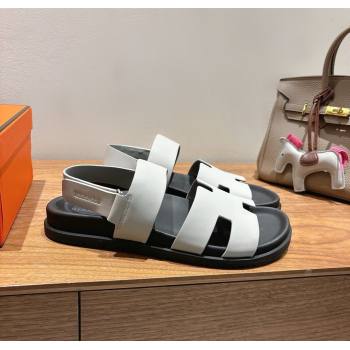 Hermes Genius Strap Sandals in Calfskin Leather White 2025 H082011 (XC-250820167)