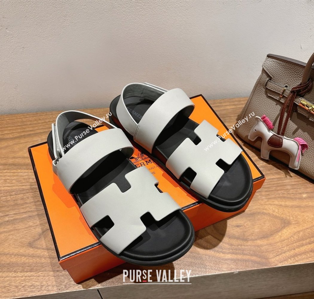 Hermes Genius Strap Sandals in Calfskin Leather White 2025 H082011 (XC-250820167)