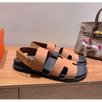 Hermes Genius Strap Sandals in Calfskin Leather Brown 2025 H082011 (XC-250820169)