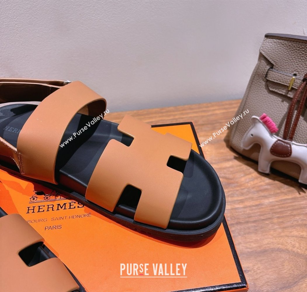 Hermes Genius Strap Sandals in Calfskin Leather Brown 2025 H082011 (XC-250820169)