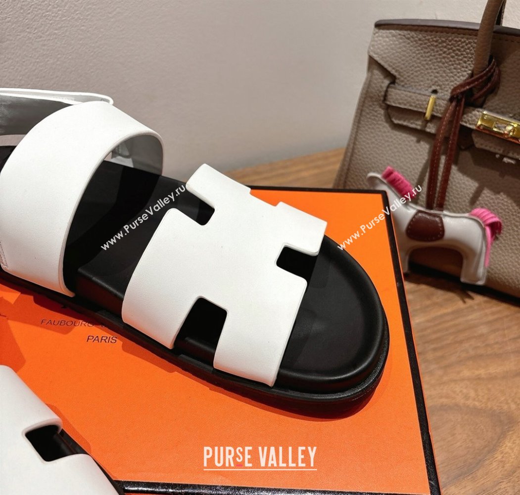 Hermes Genius Strap Sandals in Calfskin Leather White 2025 H082011 (XC-250820170)