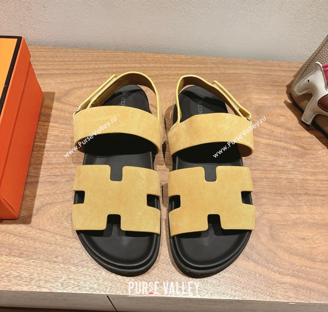 Hermes Genius Strap Sandals in Suede Yellow 2025 H082011 (XC-250820172)