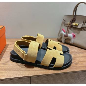 Hermes Genius Strap Sandals in Suede Yellow 2025 H082011 (XC-250820172)