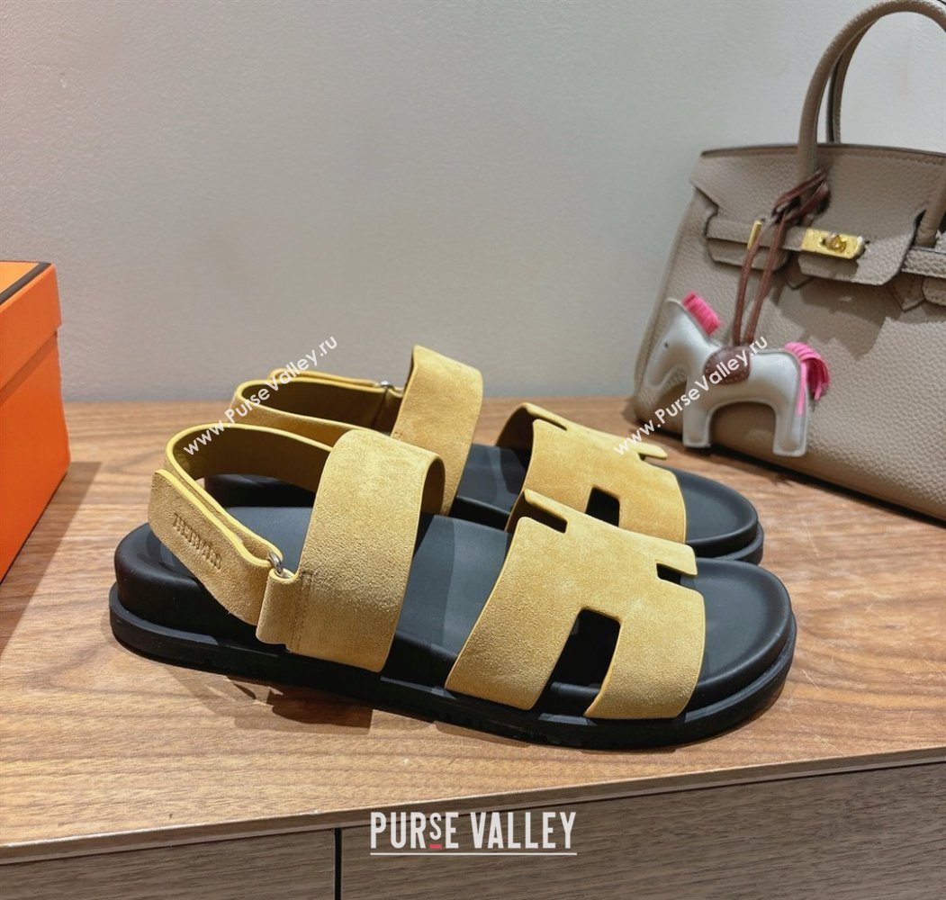 Hermes Genius Strap Sandals in Suede Yellow 2025 H082011 (XC-250820172)