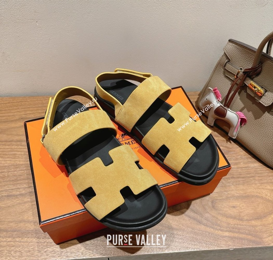 Hermes Genius Strap Sandals in Suede Yellow 2025 H082011 (XC-250820172)
