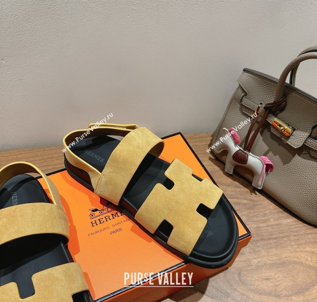 Hermes Genius Strap Sandals in Suede Yellow 2025 H082011 (XC-250820172)