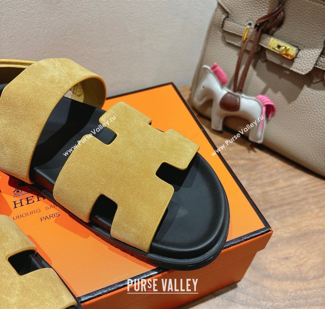 Hermes Genius Strap Sandals in Suede Yellow 2025 H082011 (XC-250820172)