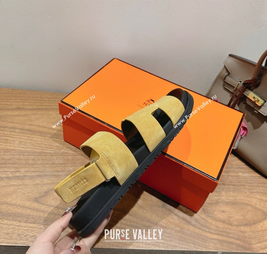 Hermes Genius Strap Sandals in Suede Yellow 2025 H082011 (XC-250820172)