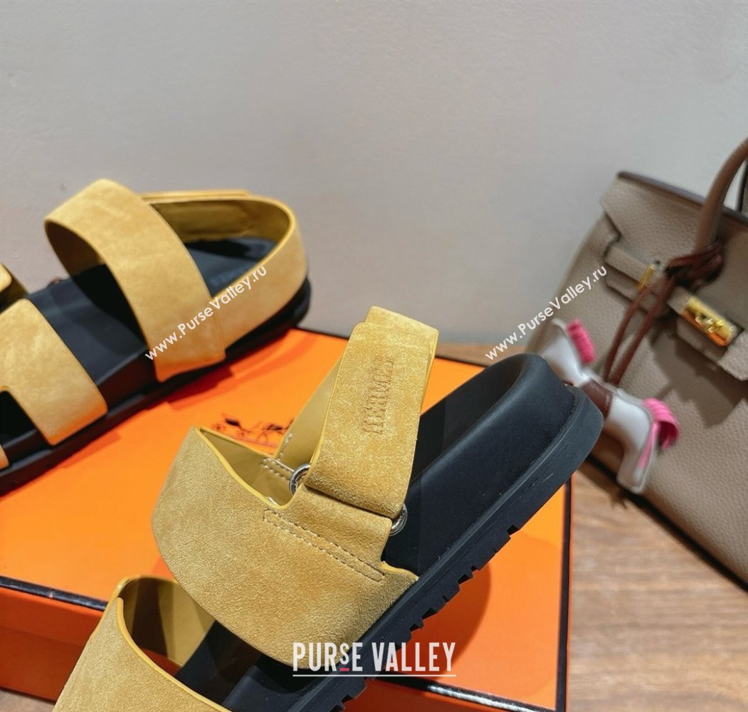 Hermes Genius Strap Sandals in Suede Yellow 2025 H082011 (XC-250820172)