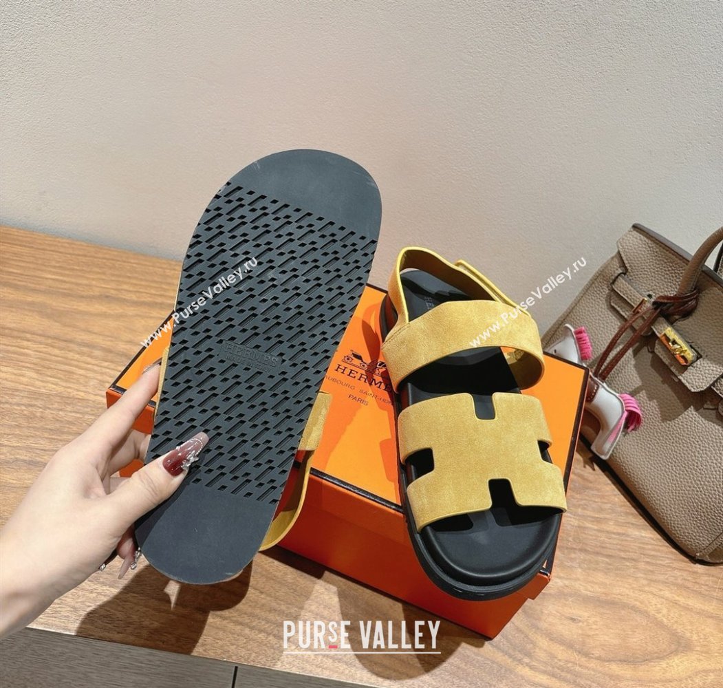 Hermes Genius Strap Sandals in Suede Yellow 2025 H082011 (XC-250820172)