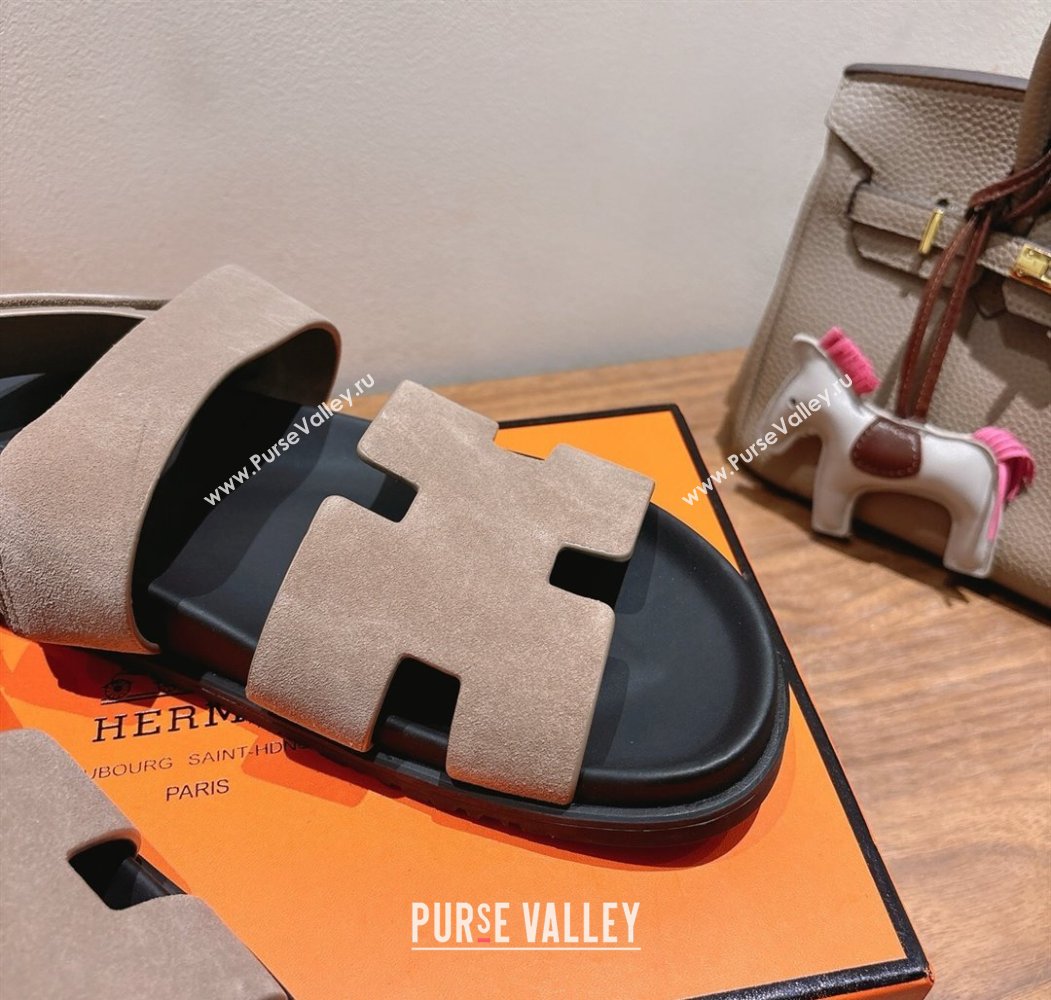 Hermes Genius Strap Sandals in Suede Grey 2025 H082011 (XC-250820177)