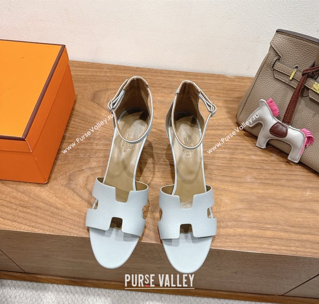 Hermes Legend Wedge Sandals 7cm in Grained Calfskin Grey 2025 (XC-250820139)