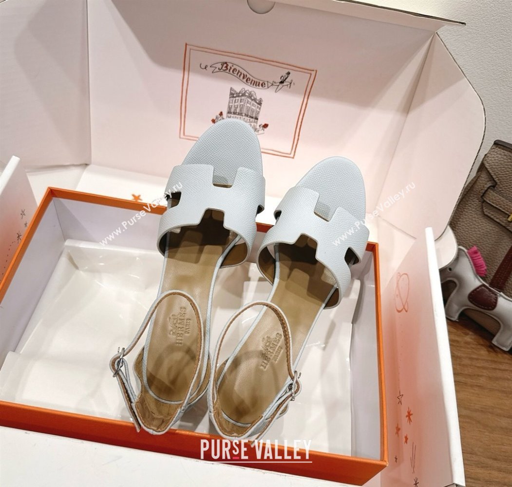 Hermes Legend Wedge Sandals 7cm in Grained Calfskin Grey 2025 (XC-250820139)