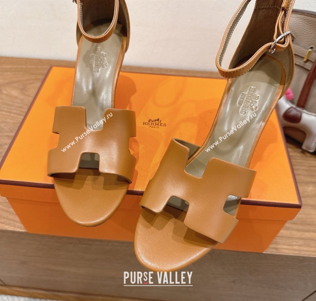 Hermes Legend Wedge Sandals 7cm in Calfskin Leather Brown 2025 (XC-250820128)