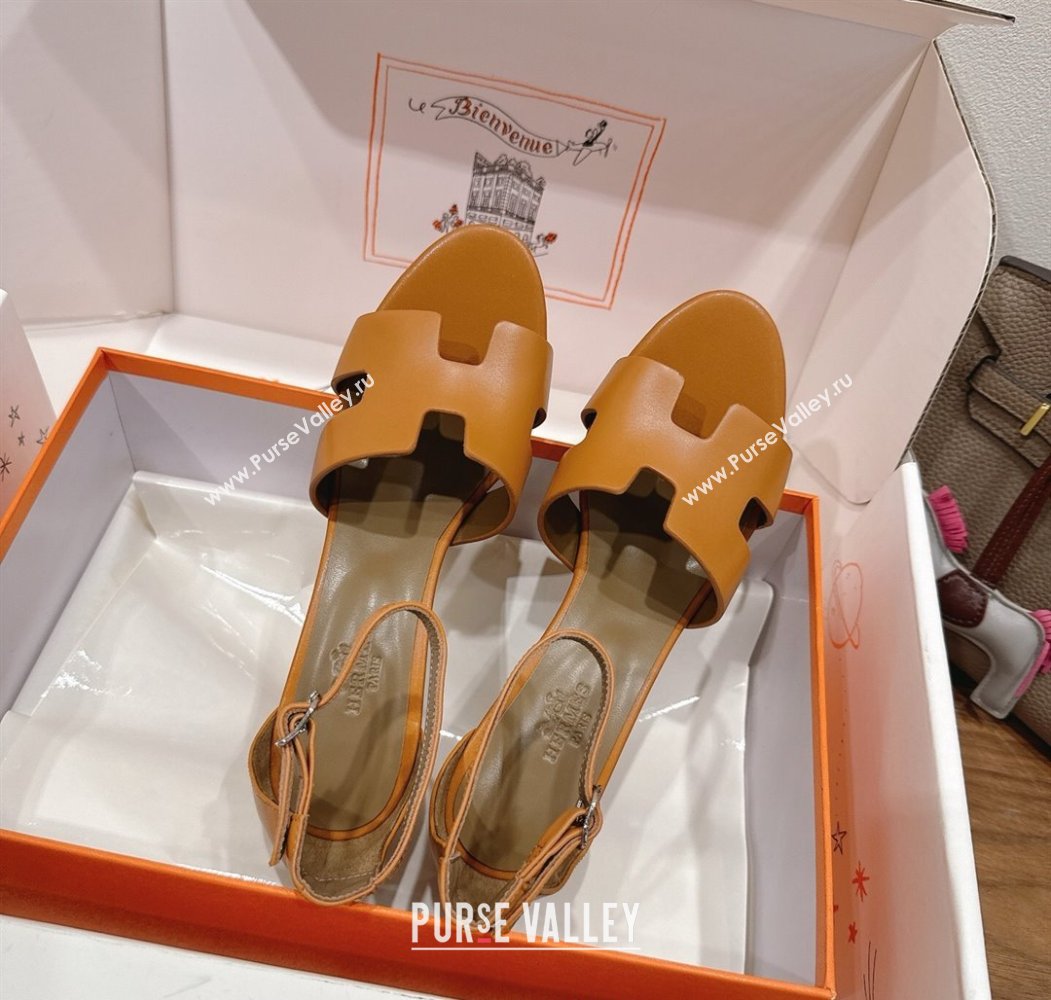 Hermes Legend Wedge Sandals 7cm in Calfskin Leather Brown 2025 (XC-250820128)