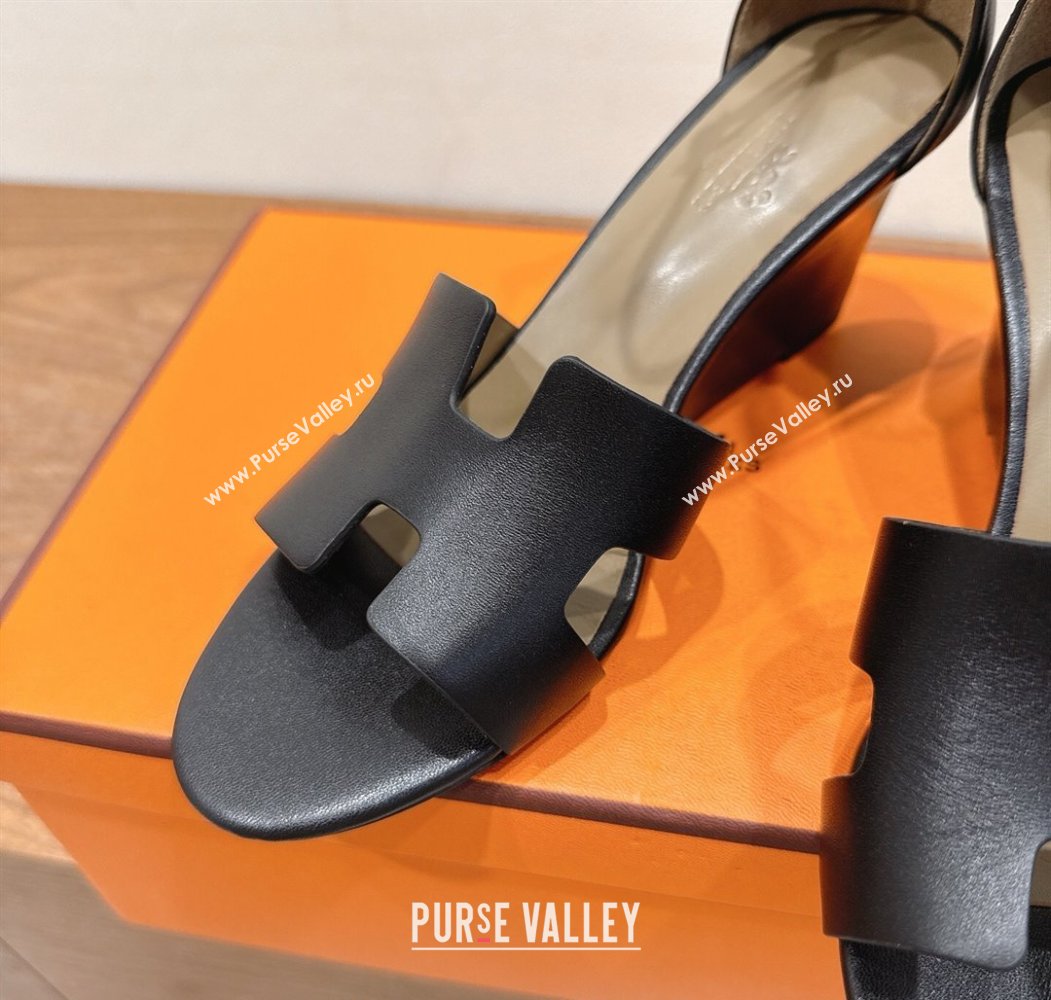 Hermes Legend Wedge Sandals 7cm in Calfskin Leather Black 2025 (XC-250820129)