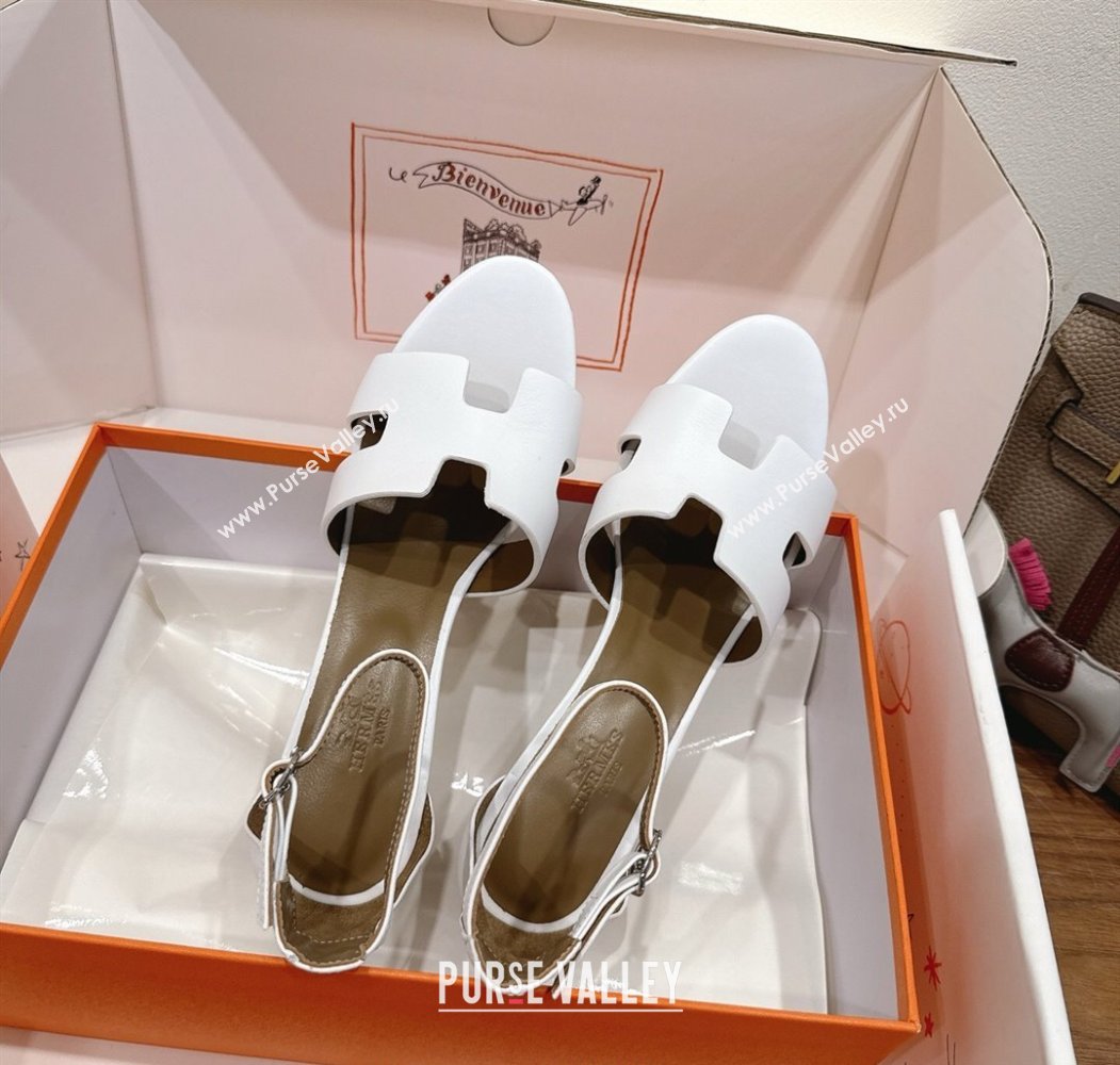Hermes Legend Wedge Sandals 7cm in Calfskin Leather White 2025 (XC-250820130)