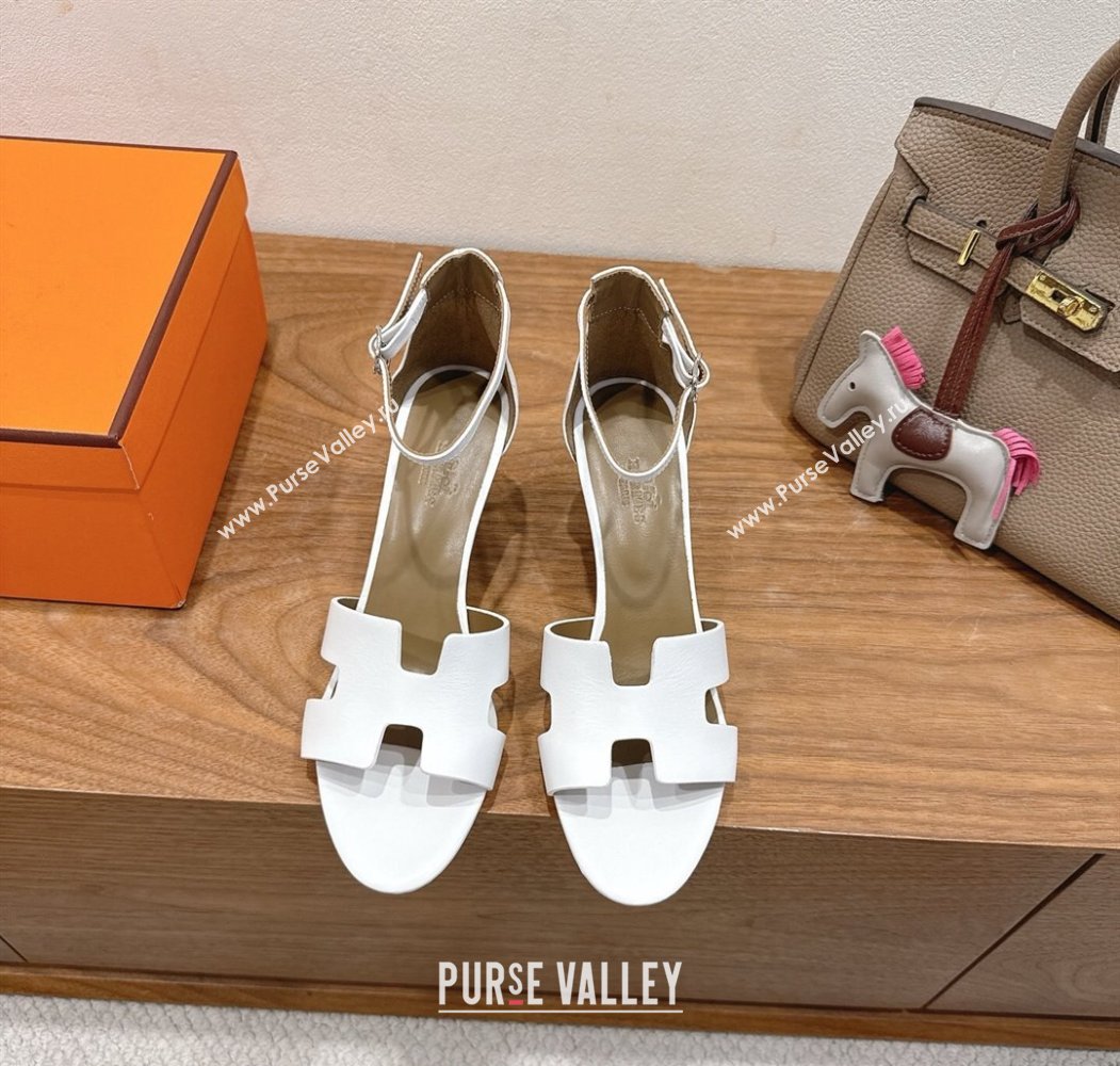 Hermes Legend Wedge Sandals 7cm in Calfskin Leather White 2025 (XC-250820130)