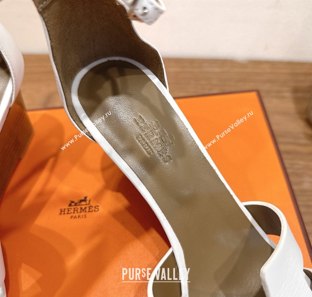 Hermes Legend Wedge Sandals 7cm in Calfskin Leather White 2025 (XC-250820130)