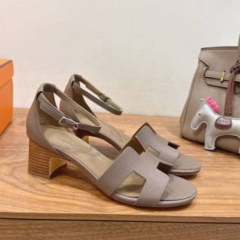 Hermes Encens Heel Sandals 5cm in Epsom Calfskin Elephant 2025 H082012 (XC-250820178)