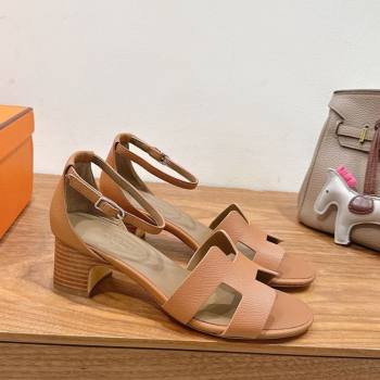 Hermes Encens Heel Sandals 5cm in Epsom Calfskin Brown 2025 H082012 (XC-250820180)