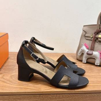 Hermes Encens Heel Sandals 5cm in Epsom Calfskin Black 2025 H082012 (XC-250820183)