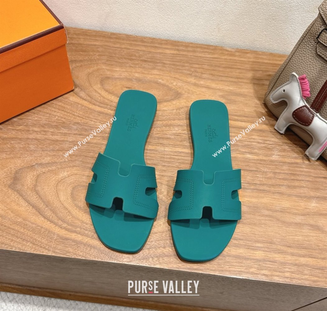 Hermes Oran Classic Flat Slides Sandal in Stitching Rubber Green 2025 (MD-250820189)