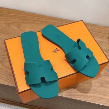 Hermes Oran Classic Flat Slides Sandal in Stitching Rubber Green 2025 (MD-250820189)