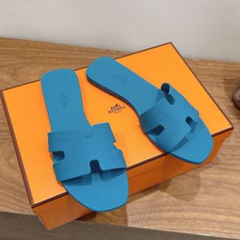 Hermes Oran Classic Flat Slides Sandal in Stitching Rubber Blue 2025 (MD-250820192)