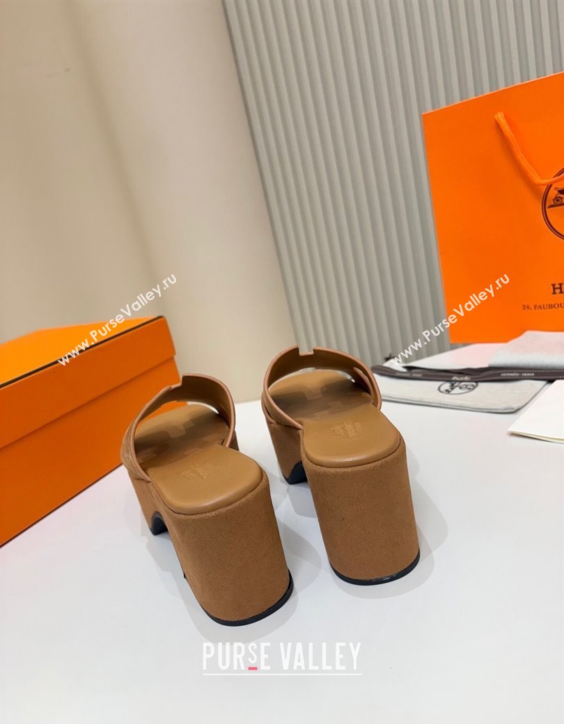 Hermes Suede Platform Slides Sandal 7.5cm Brown 2025 H082003 (MD-250820018)