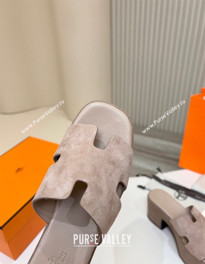 Hermes Suede Platform Slides Sandal 7.5cm Grey 2025 H082003 (MD-250820020)