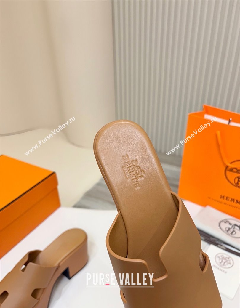 Hermes Calfskin Platform Slides Sandal 7.5cm Brown 2025 H082003 (MD-250820021)